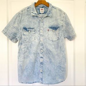 Levi’s Mens Nevin Button Up Denim Short Sleeve Shirt Sz XL